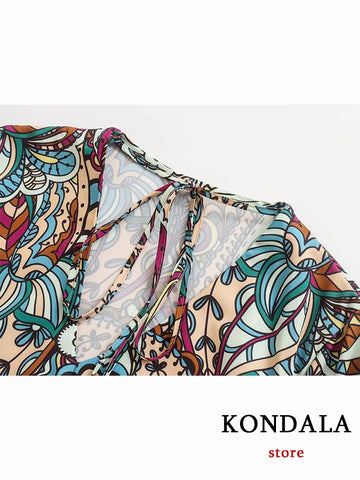 Vintage Blumendruck V-Ausschnitt Lockeres Langes Kleid Frauen Blütenblatt Ärmel Rüschen Fashionn Kleid Boho Elegante Vestidos