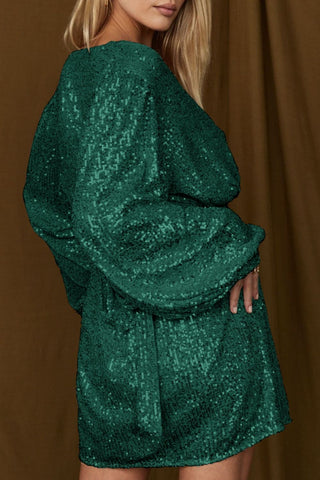 Mini-Cocktailkleid mit Pailletten und Bindegürtel
