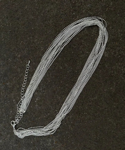 Modern Silk Silver-Plated Multiple Layers Gratuated Bead Necklace