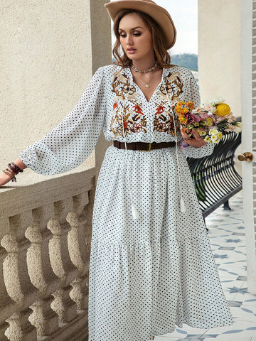 Langärmliges Midikleid in Übergröße