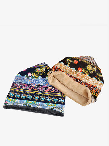 Damen Vintage Blumen Gespleißter Plüschhut
