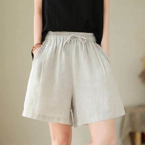 Women Summer Loose Casual Linen Shorts