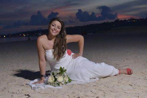 Chiffon Sheath Sweetheart Beach Wedding Dress With Ruffle Sweep Train