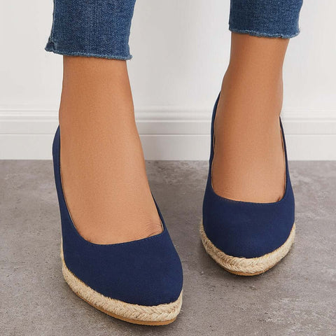 Platform Espadrilles Wedge Sandals Closed Toe Slip on Pumps