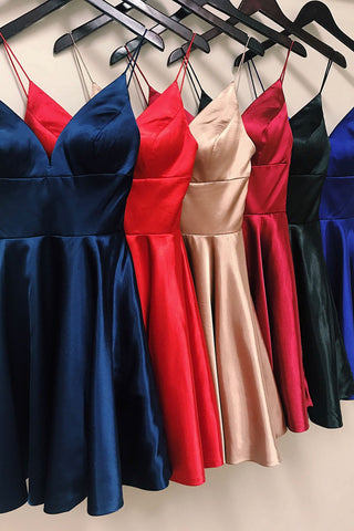 A-Linie Spaghettiträger Satin Homecoming Kleid