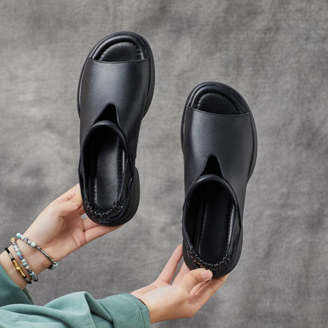 Summer Retro Casual Leather Lug Sole Sandals