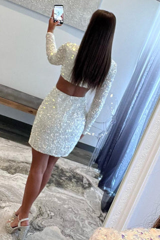 Golden Sheath Sequins Homecoming Dress