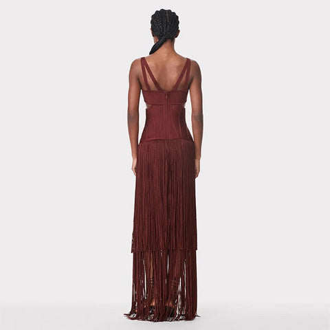 Suspenders, Fringe, Party Club, Street Socialite Elegant Bandage Dress