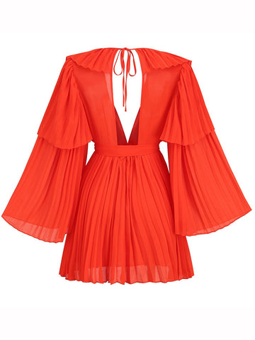 Robe de soirée taille empire en mousseline de soie drapée 