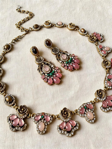 Style Acrylic Collar Necklace And Drop Earrings Two Piece Set