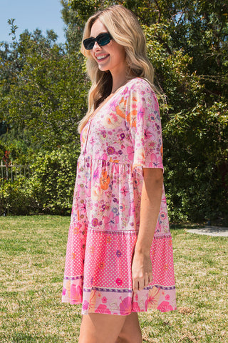 Floral Boho Mini Beach Dress