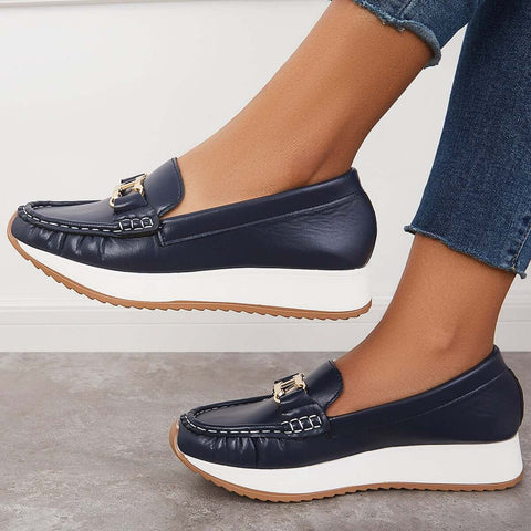 Lässige, bequeme Plateau-Loafer, flache Bootsschuhe zum Hineinschlüpfen