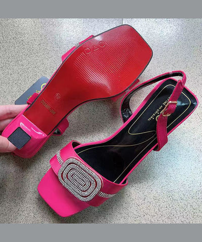 Rose Zircon Open Toe High Heels Sandals