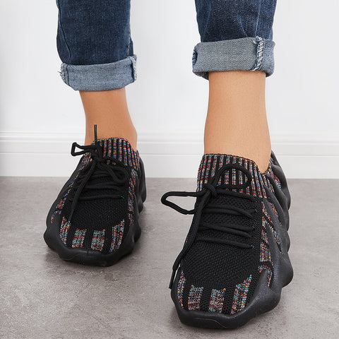 Lightweight Slip on Running Sneakers Knitted Walking Shoes