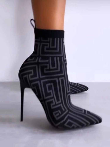 Stiletto Sock Ankle Boots