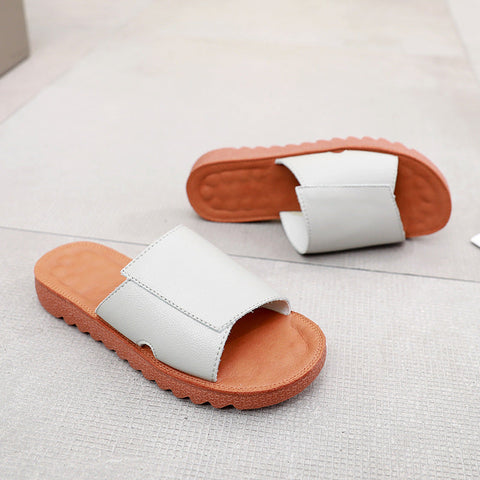 Flache Retro-Leder-Freizeitschuhe für den Sommer