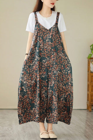 Women Summer Loose Floral Jumpsuit