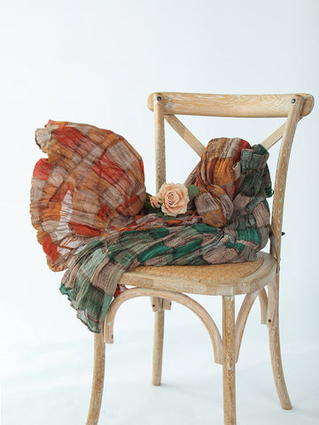 Women Bohemian Pleat Spliced Colorblock Layered Skirt