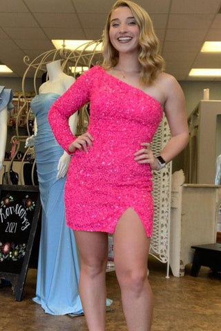 Bodycon Royal Blue Sequins Homecoming Dress with Sleeves