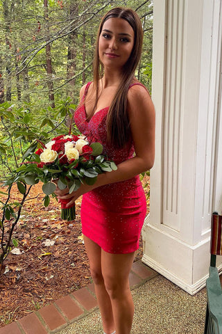 Spaghetti Straps Tight Homecoming Dress