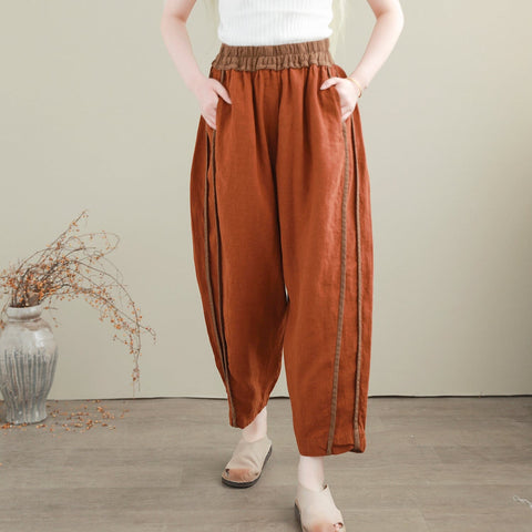 Summer Linen Patchwork Casual Loose Pants