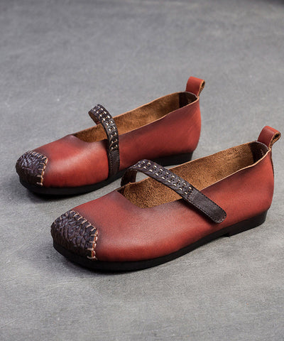 Damen Rote flache Schuhe aus Rindsleder