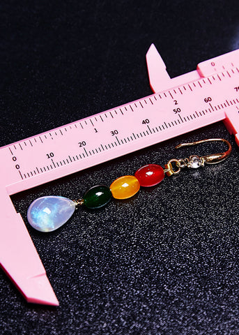 Chic Multicolour Gem Stone Droplet Shape Drop Earrings