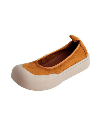 Bequeme flache Schuhe aus gelbem Rindsleder für Damen