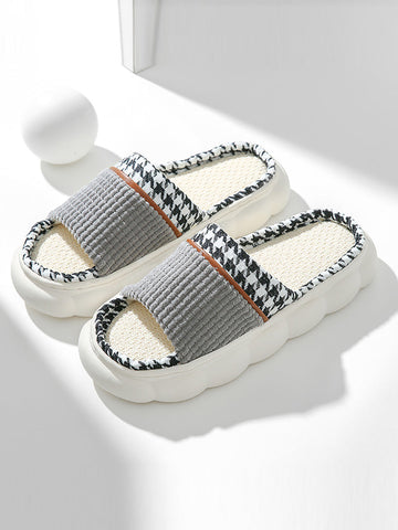 Fashion Spring Spliced Couple Indoor Platform Slippers