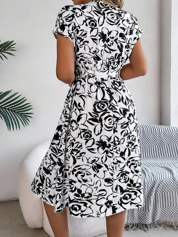V-Neck Short Sleeve Dress