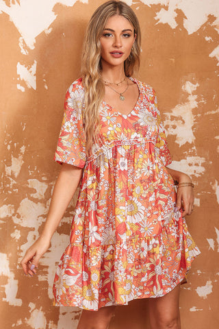Retro Boho Floral Beach Mini Dress