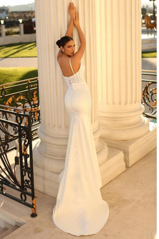 Spaghetti-Straps Lace Wedding Dress Mermaid Sleeveless Online