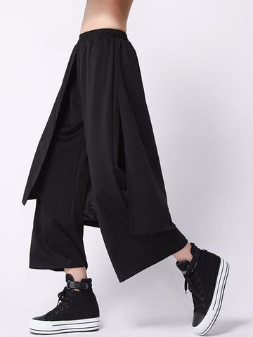 Casual False Two Solid Empire Capri-Pants Bottoms