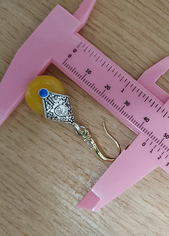 Handmade Rotundity Beeswax Zircon Drop Earrings