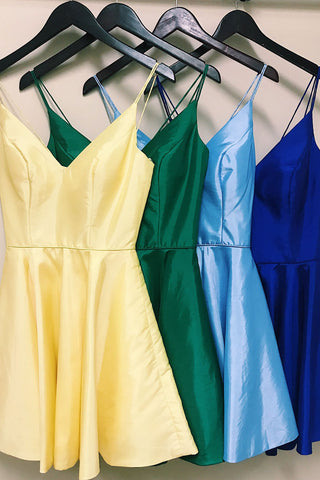 A-Linie Spaghettiträger Satin Homecoming Kleid