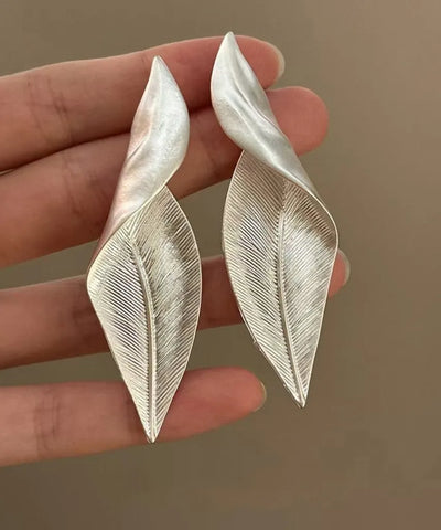 Silver Leaves Metal Earrings