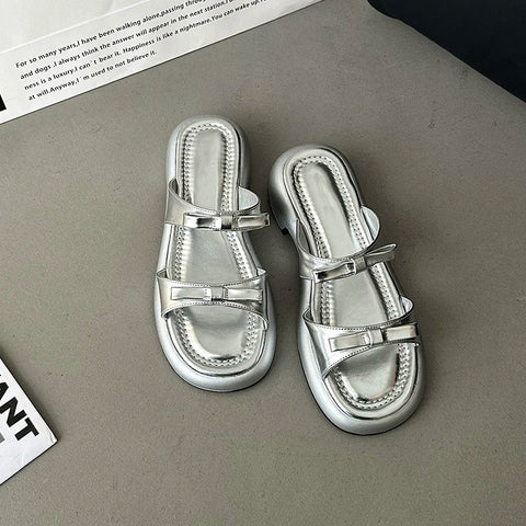 Designer Summer Butterfly-knot Women Slippers Fashion Open Toe Flats Slides Ladies Outdoor Casual Beach Sandalias Flip Flop