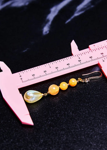 Retro Yellow Water Droplet Fine Beeswaxl Drop Earrings