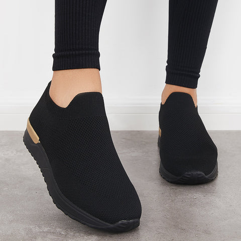 Lässige Slip-on-Strick-Loafters, atmungsaktive Wanderschuhe