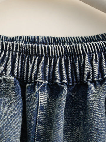 Women Summer Vintage Patch Spliced Worn Denim Pants