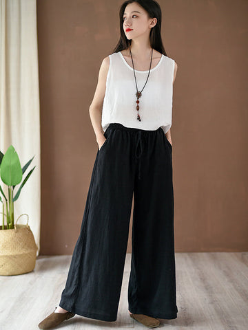 Vintage Linen Wide Leg Ramie Pants
