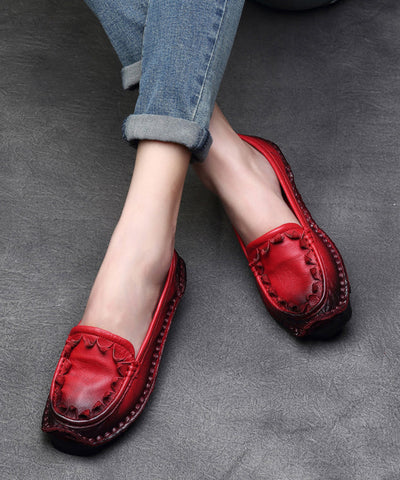 Kaffeefarbene Vintage Handgemachte flache Schuhe aus Rindsleder