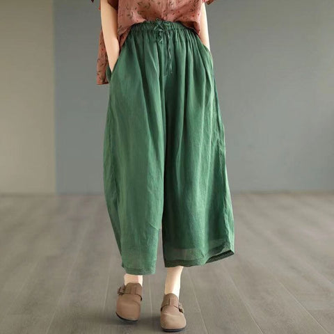 Women Summer Thin Linen Casual Wide Leg Pants