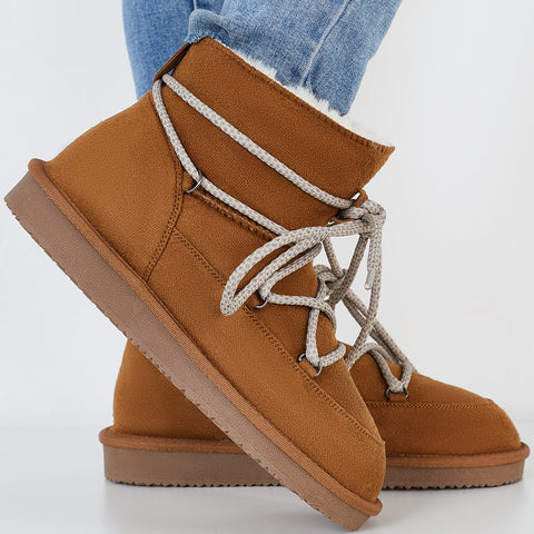 Lace Up Ankle Snow Boots Non Slip Warm Winter Booties