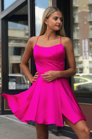 A-Linie Spaghettiträger Satin Homecoming Kleid