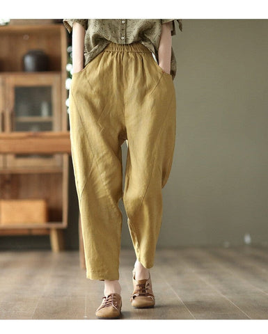 Women Minimalist Casual Loose Linen Pants