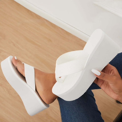 Chunky Platform Flip Flops Wedges Slip on Beach Sandals