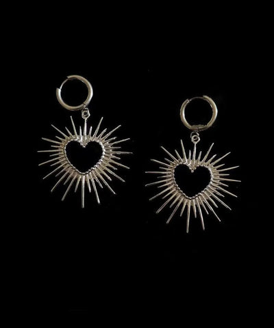 Chic Silk Alloy Hollow Out Love Hoop Earrings