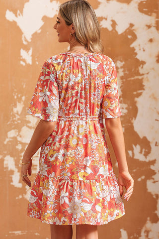 Retro Boho Floral Beach Mini Dress