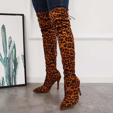 Stretchy Over The Knee Boots Pointed Toe Stiletto Heel Boots